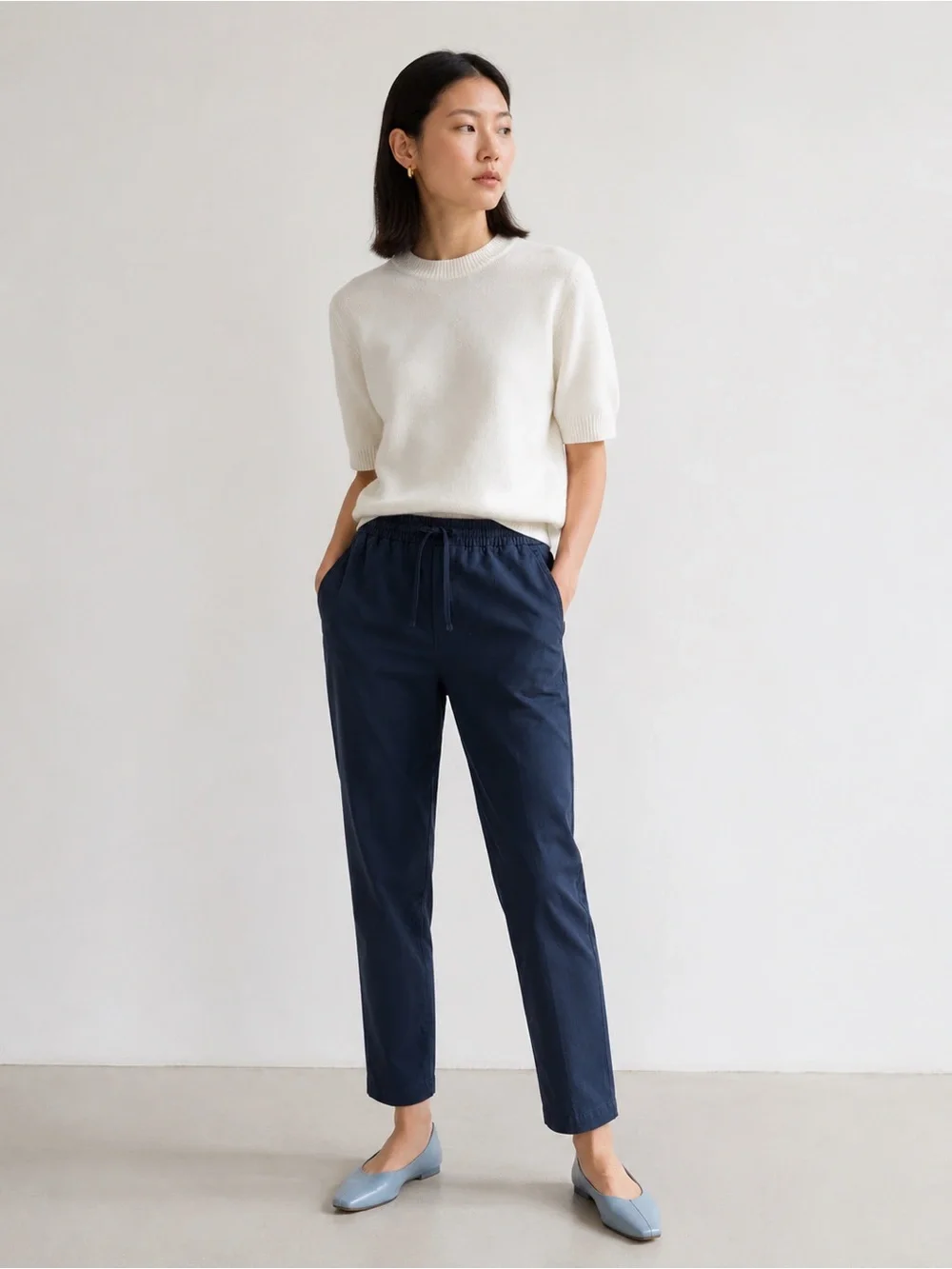 COS Navy Straight-Leg Drawstring Pants